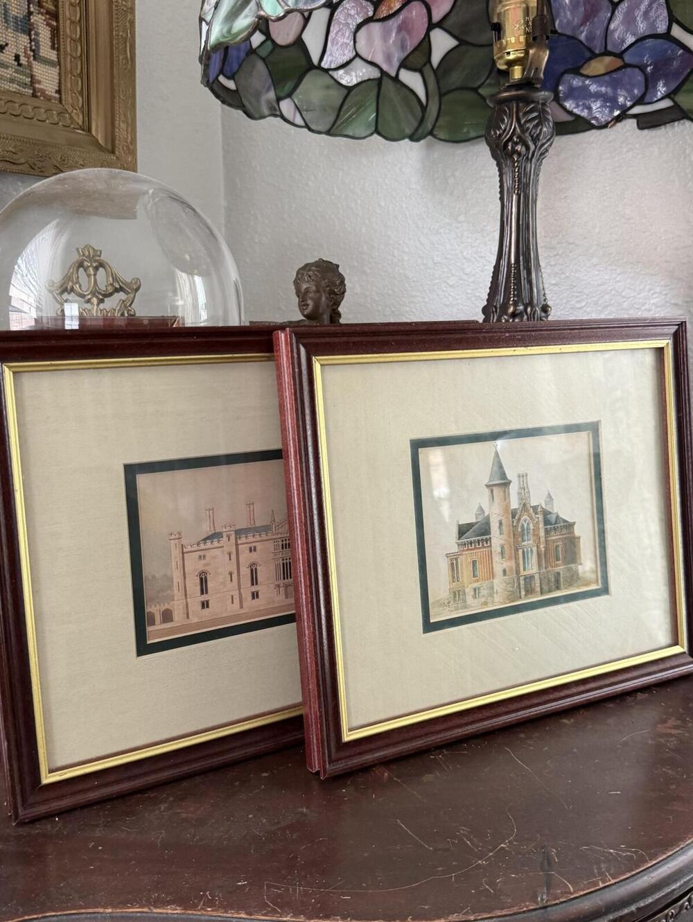 Vintage Style Building Art Prints Framed Set